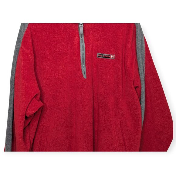 Vintage Big Dogs Red and Gray Fleece 1/4 Zip Pullover Jacket Men's 2XL - Picture 3 of 14